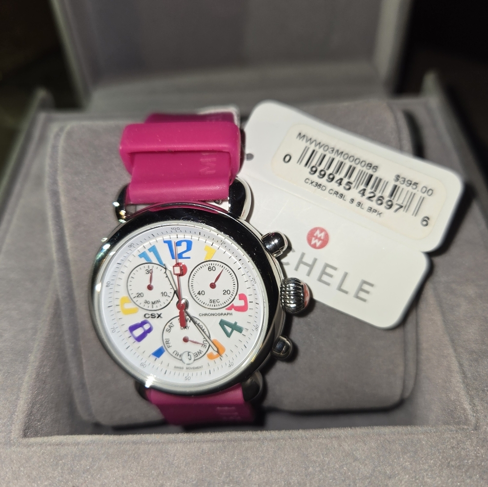 Michele Watch NWT - Pink Band w/ box needs battery
